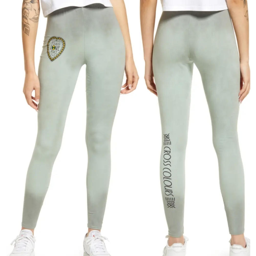 Cross Colours Equality Leggings in Vintage Sage Green